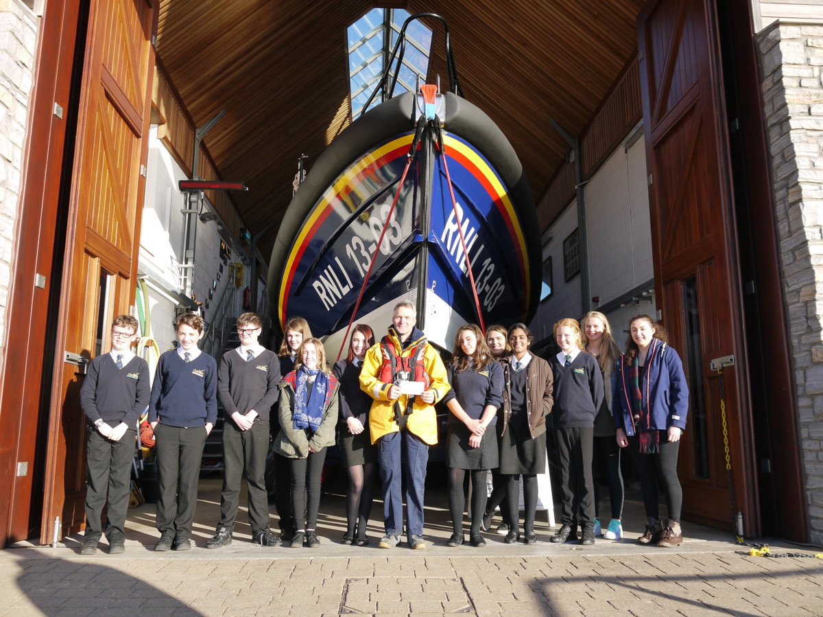 Clyst Vale students donate money to Exmouth RNLI from Harry Patch fundraising event