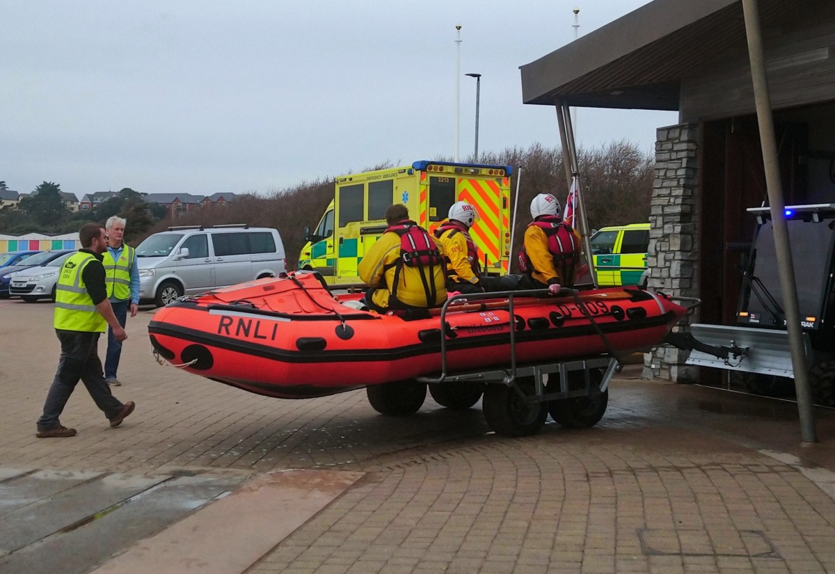 Exmouth volunteers played a role in multi-agency tasking to rescue man with possible leg injury